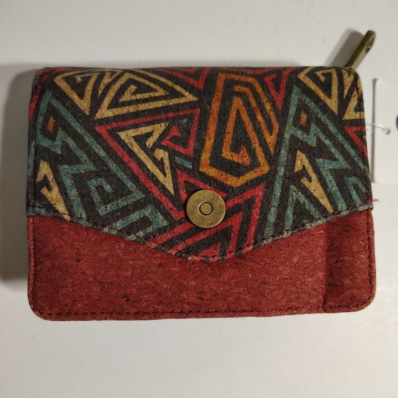 City Streetwear Los Angeles Mini Cork Wallet Retro Geometric Design Eco Friendly - Picture 2 of 11